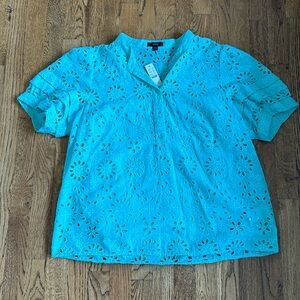 J. Crew Blue Eyelet Blouse